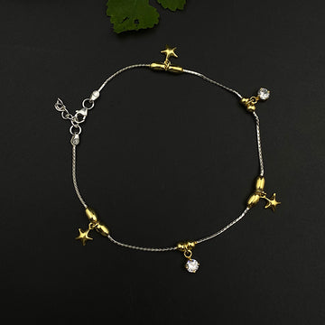Gold Star & Zircon Drop Anklet